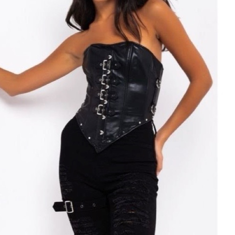 WILD CARD PU CORSET TOP NEW